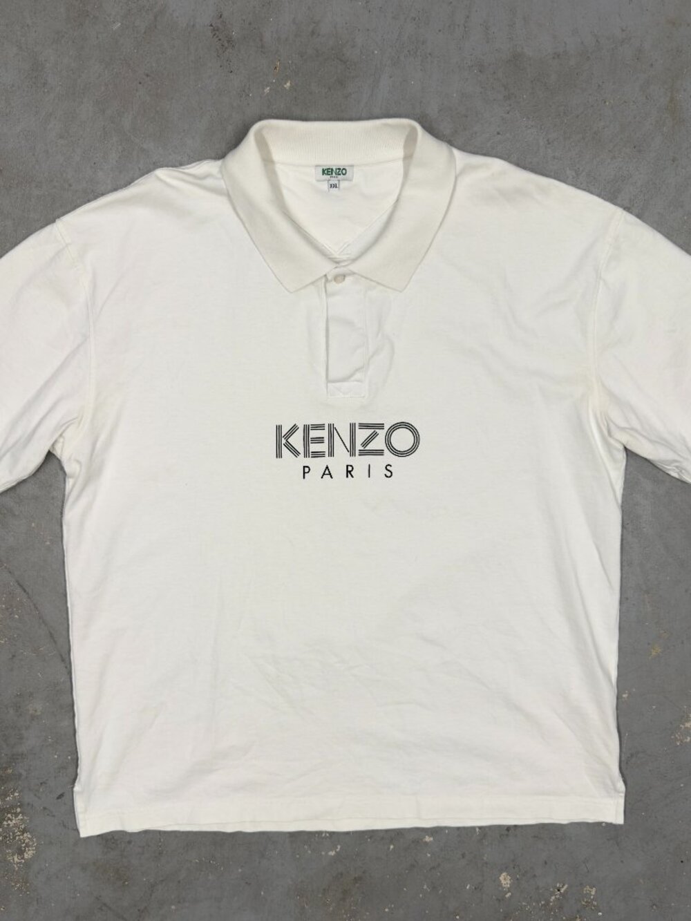 Kenzo Paris Polo Shirt Logo 100% Cotton Short Sleeve White XXL
